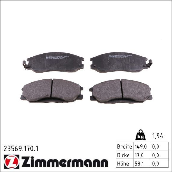 ZIMMERMANN Bremsbeläge 23569.170.1