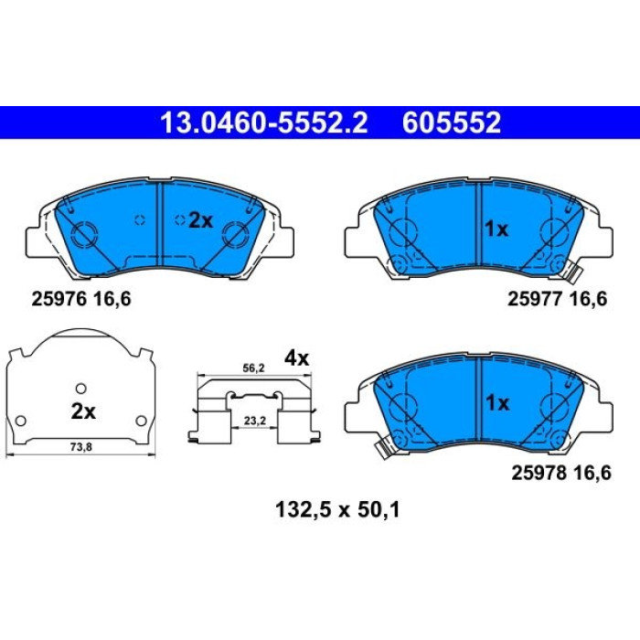 ATE Bremsbelagsatz 13.0460-5552.2 ATE Bremsbelagsatz 13.0460-5552.2