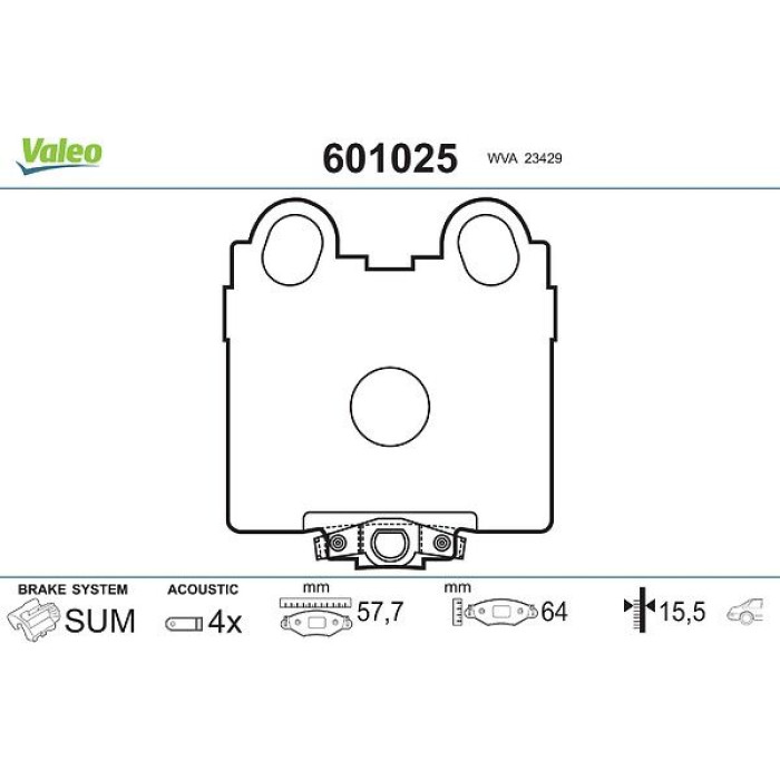 Valeo Bremsbelagsatz 601025 Valeo Bremsbelagsatz 601025