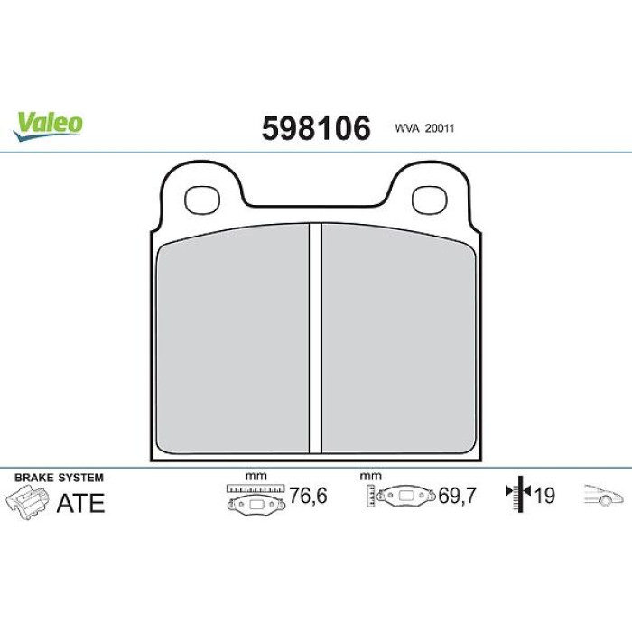 Valeo Bremsbelagsatz 598106 Valeo Bremsbelagsatz 598106
