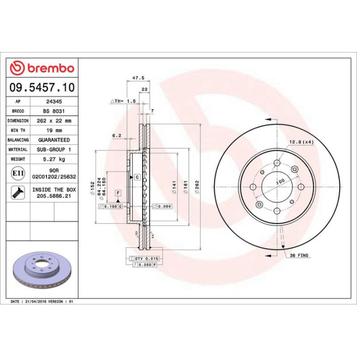 Brembo Bremsscheibe 09.5457.10 Brembo Bremsscheibe 09.5457.10