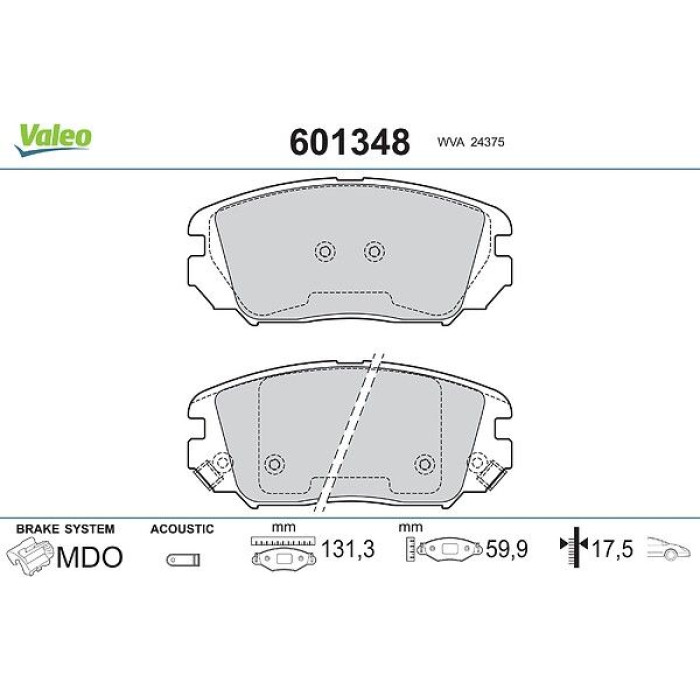 Valeo Bremsbelagsatz 601348 Valeo Bremsbelagsatz 601348