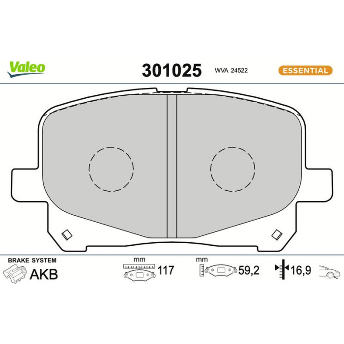 301025 Valeo Bremsbelagsatz 301025 301025 Valeo Bremsbelagsatz 301025