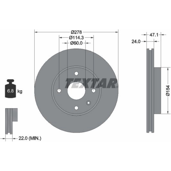 Textar Bremsscheibe 92227303 – 278 mm