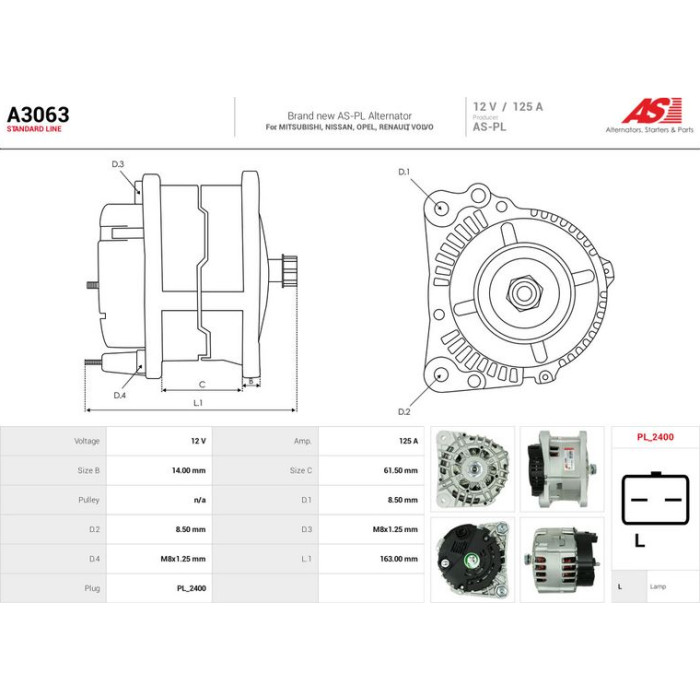 A3063 AS-PL Lichtmaschine (Generator) A3063