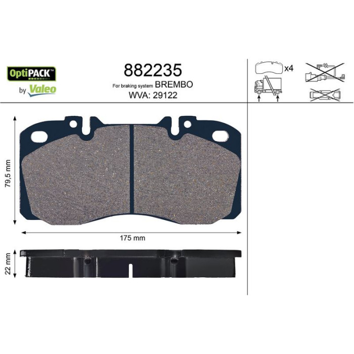Valeo Bremsbelagsatz 882235 Valeo Bremsbelagsatz 882235