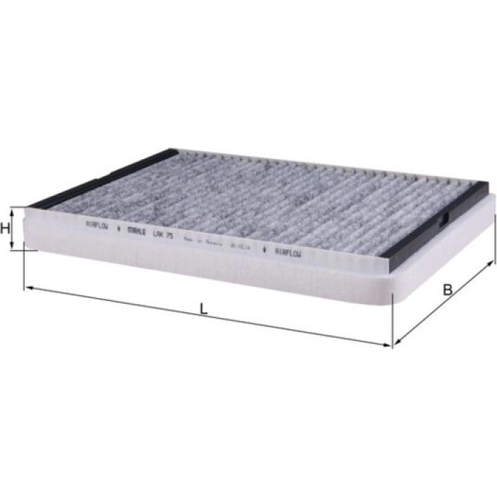 MAHLE Innenraumfilter LAK 75, Aktivkohlefilter, 300 x 208 x 29 mm – u. a. für Opel Astra G CC (T98), Opel Astra G Caravan (T98), Opel Astra H (A04) – OE Nummer 09121627 - l MAHLE Innenraumfilter LAK 75, Aktivkohlefilter, 300 x 208 x 29 mm – u. a. für Opel Astra G CC (T98), Opel Astra G Caravan (T98), Opel Astra H (A04) – OE Nummer 09121627 - l