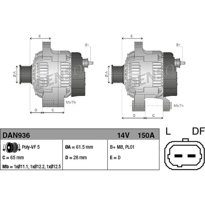 Denso Lichtmaschine DAN936 Denso Lichtmaschine DAN936
