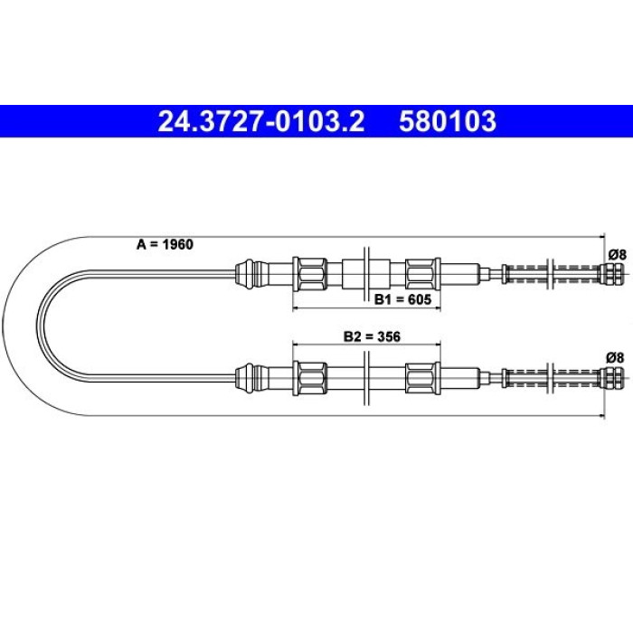 ATE Handbremsseil 24.3727-0103.2 ATE Handbremsseil 24.3727-0103.2