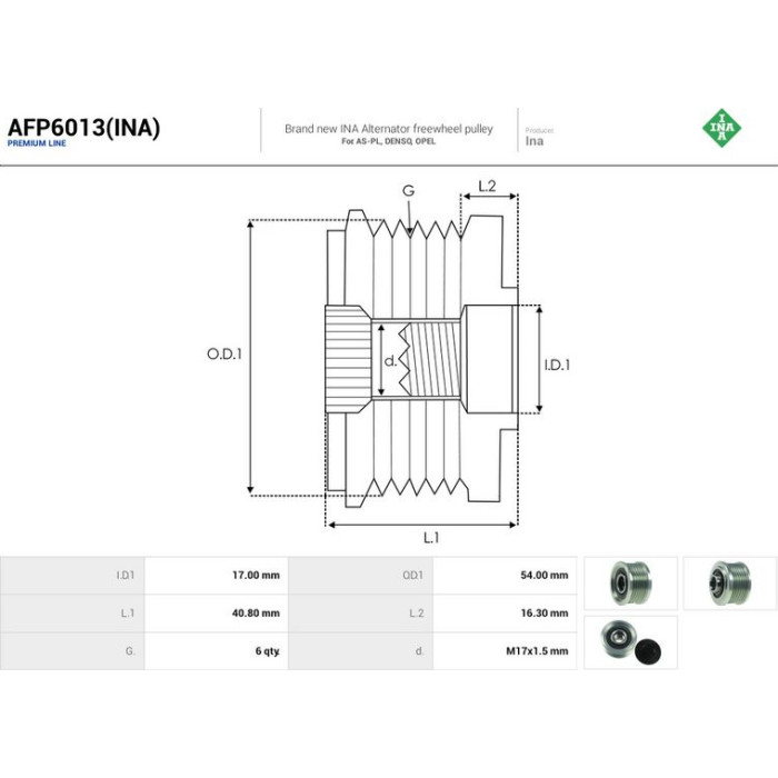 AFP6013(INA) AUTOSTARTER Lichtmaschinenfreilauf AFP6013(INA) AFP6013(INA) AUTOSTARTER Lichtmaschinenfreilauf AFP6013(INA)