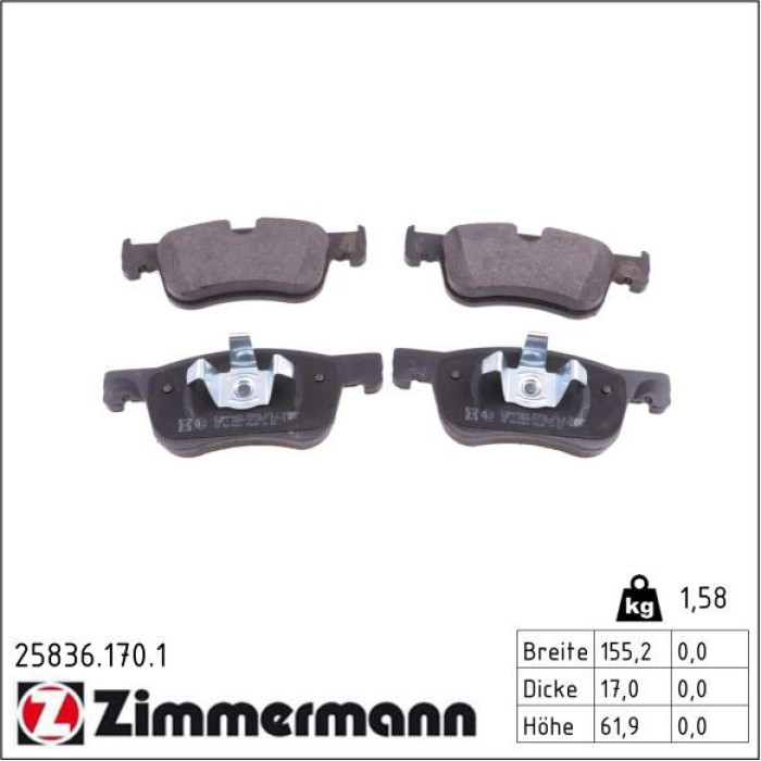 ZIMMERMANN Bremsbeläge 25836.170.1 ZIMMERMANN Bremsbeläge 25836.170.1