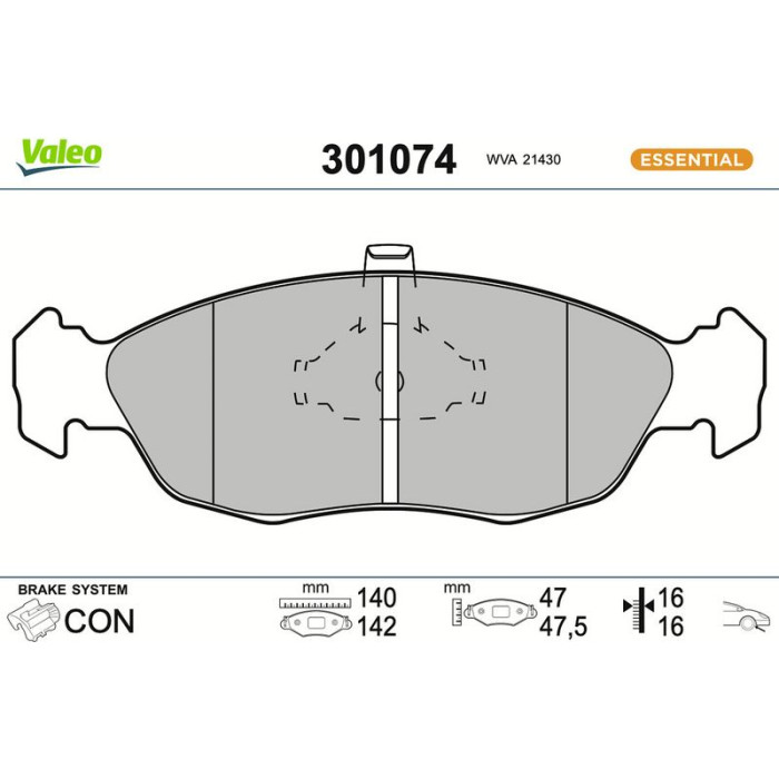 301074 Valeo Bremsbelagsatz 301074 301074 Valeo Bremsbelagsatz 301074