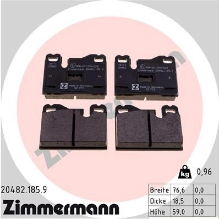 ZIMMERMANN Bremsbeläge 20482.185.9 ZIMMERMANN Bremsbeläge 20482.185.9