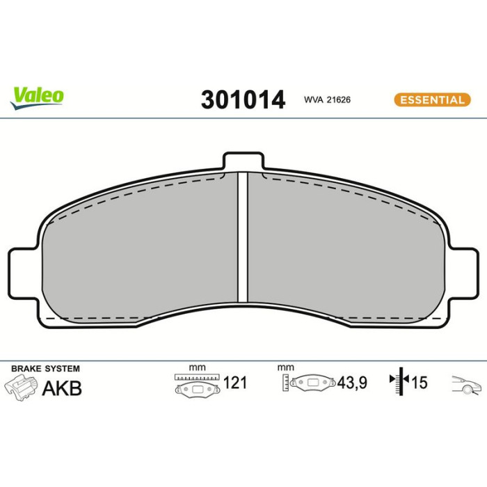 Valeo Bremsbelagsatz 301014 Valeo Bremsbelagsatz 301014