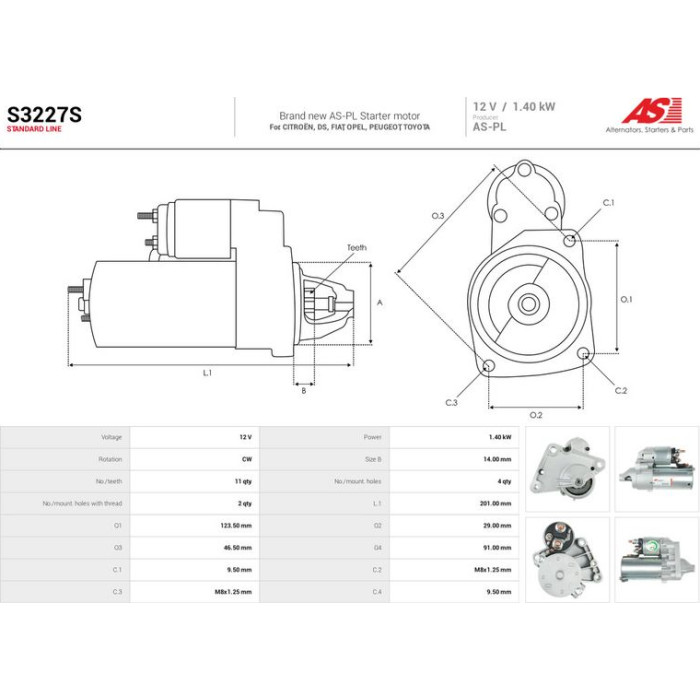 AS-PL Anlasser S3227S