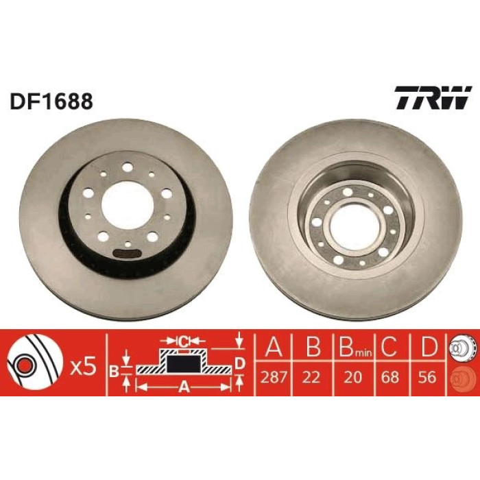 TRW Bremsscheibe DF1688 TRW Bremsscheibe DF1688