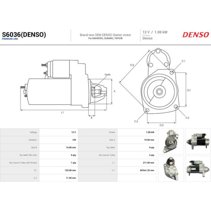 S6036(DENSO) AS-PL Anlasser (Starter) S6036(DENSO) S6036(DENSO) AS-PL Anlasser (Starter) S6036(DENSO)