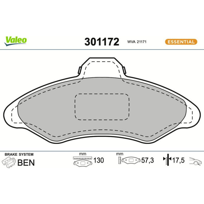 Valeo Bremsbelagsatz 301172 Valeo Bremsbelagsatz 301172