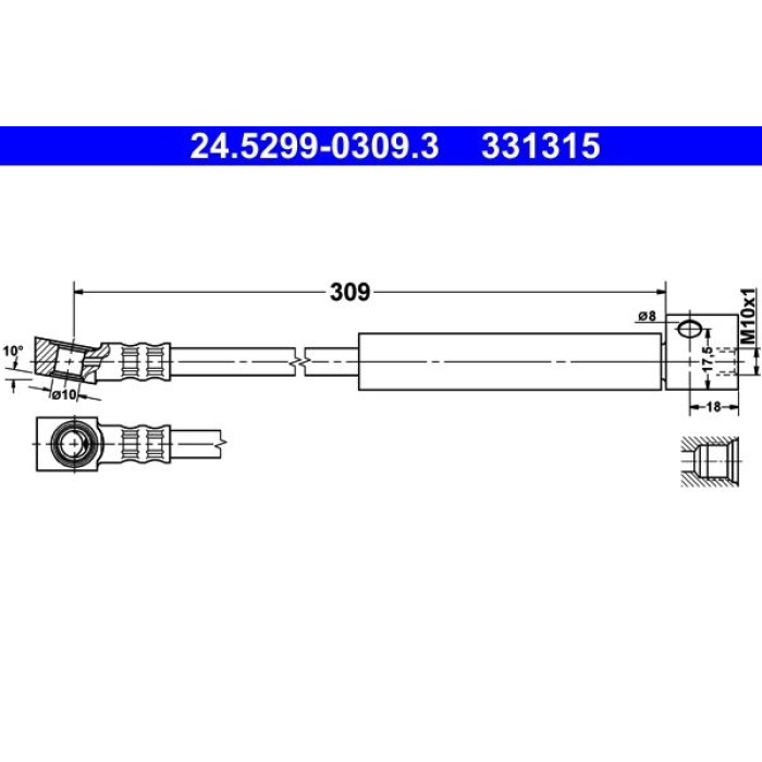 ATE Bremsschlauch 24.5299-0309.3 ATE Bremsschlauch 24.5299-0309.3
