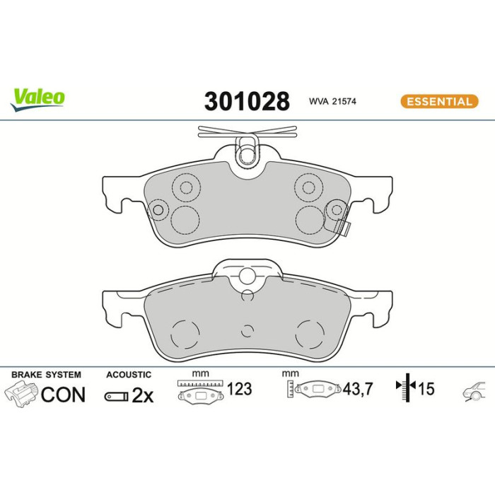 Valeo Bremsbelagsatz 301028 Valeo Bremsbelagsatz 301028