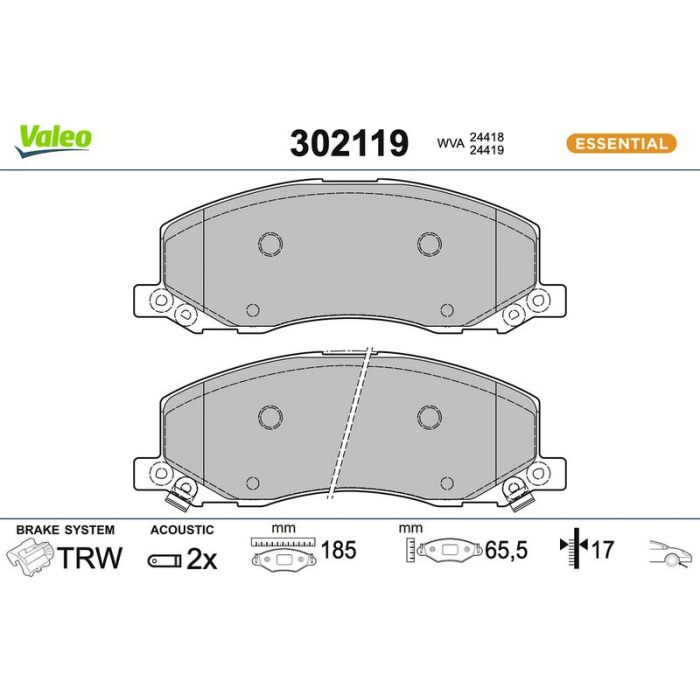 Valeo Bremsbelagsatz 302119 Valeo Bremsbelagsatz 302119