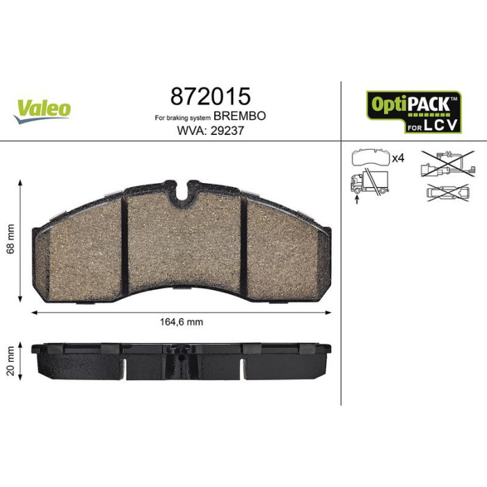 Valeo Bremsbelagsatz 872015 Valeo Bremsbelagsatz 872015
