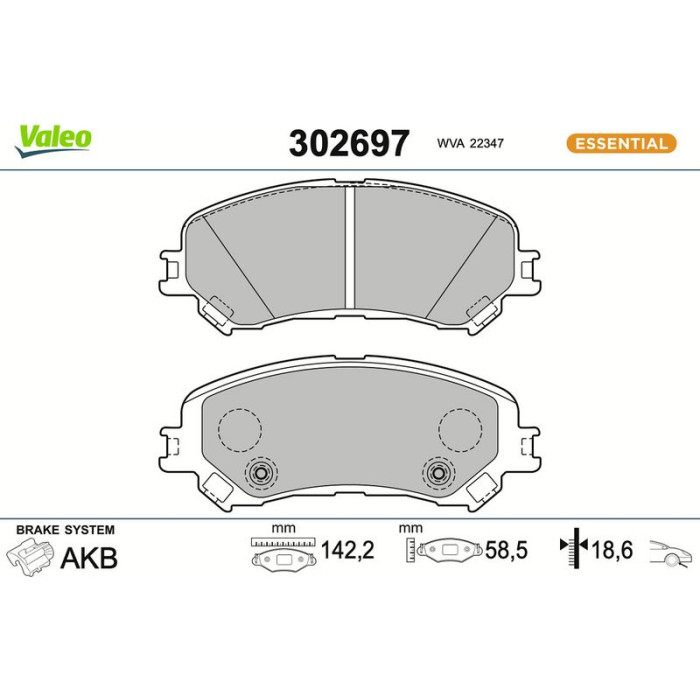 Valeo Bremsbelagsatz 302697 Valeo Bremsbelagsatz 302697