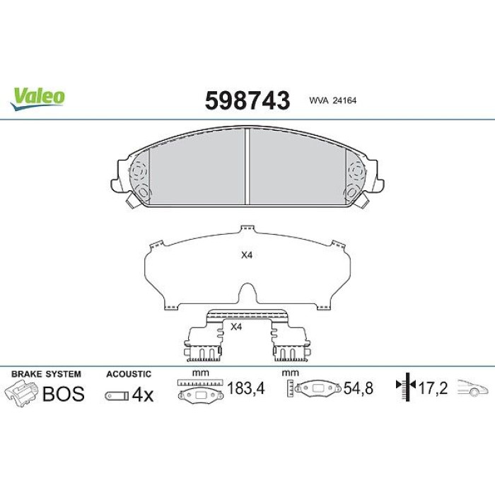 Valeo Bremsbelagsatz 598743 Valeo Bremsbelagsatz 598743