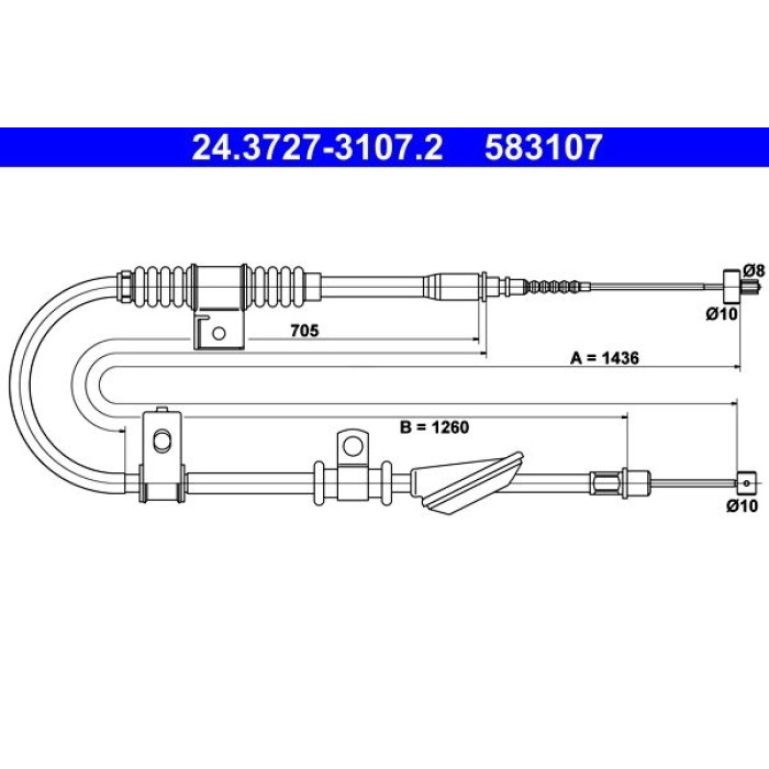 ATE Handbremsseil 24.3727-3107.2 ATE Handbremsseil 24.3727-3107.2