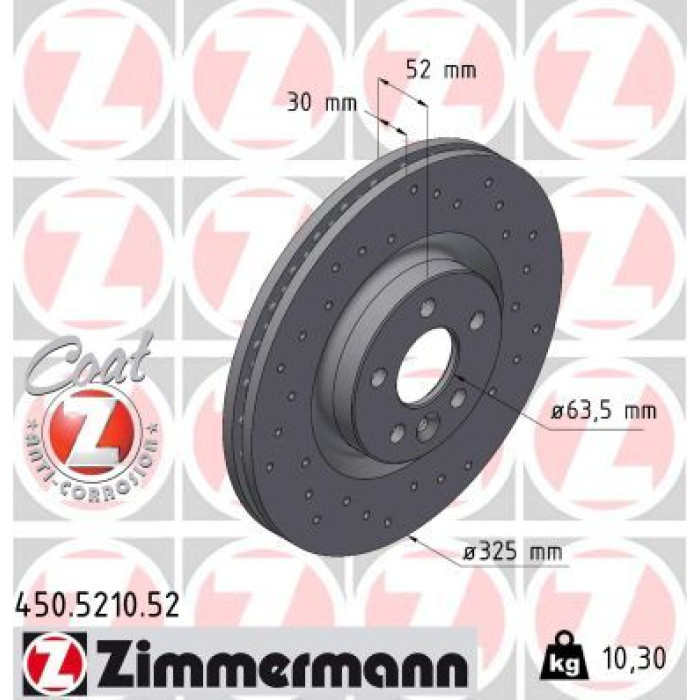 Zimmermann Bremsscheibe Vorderachse Sport 450.5210.52 Zimmermann Bremsscheibe Vorderachse Sport 450.5210.52