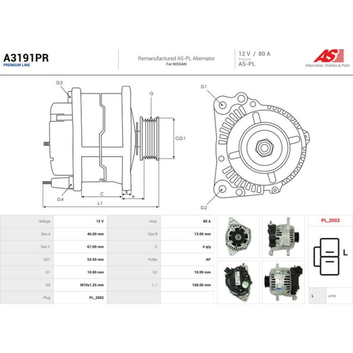 A3191PR AS-PL Lichtmaschine (Generator) A3191PR A3191PR AS-PL Lichtmaschine (Generator) A3191PR