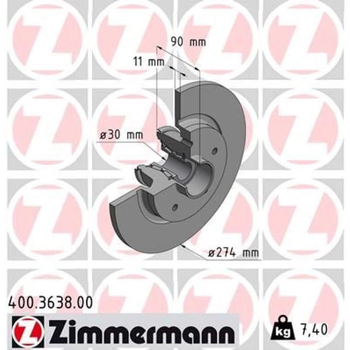 Zimmermann Bremsscheibe Hinterachse 400.3638.00 Zimmermann Bremsscheibe Hinterachse 400.3638.00