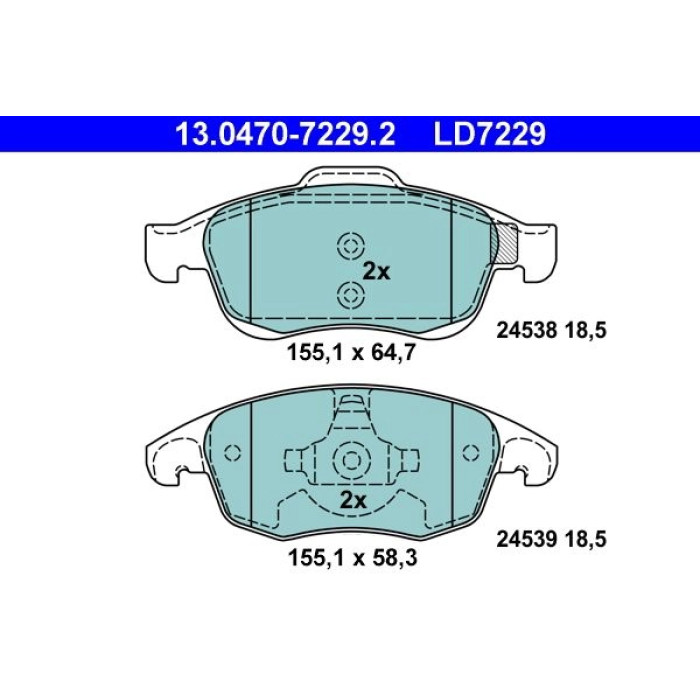 ATE Bremsbelagsatz Peugeot Vorderachse 5008/Partner 1.6 08- Keramik 13.0470-7229.2