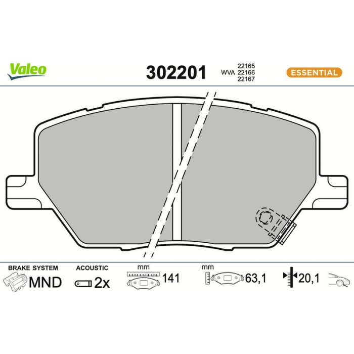 Valeo Bremsbelagsatz 302201 Valeo Bremsbelagsatz 302201