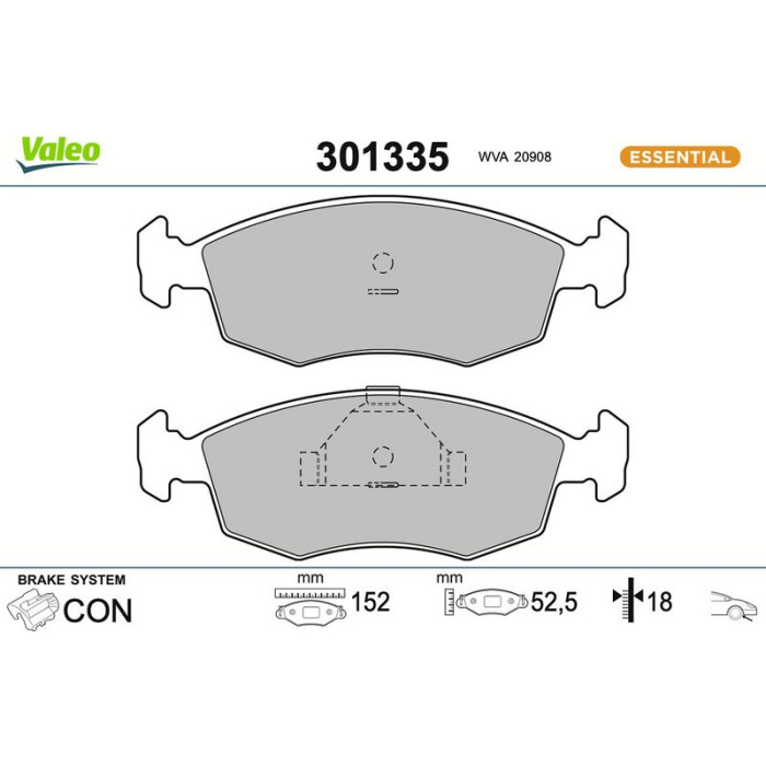 301335 Valeo Bremsbelagsatz 301335 301335 Valeo Bremsbelagsatz 301335