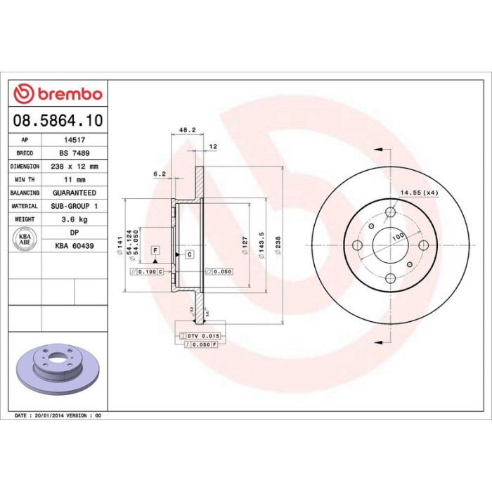 Brembo Bremsscheibe 08.5864.10 Brembo Bremsscheibe 08.5864.10