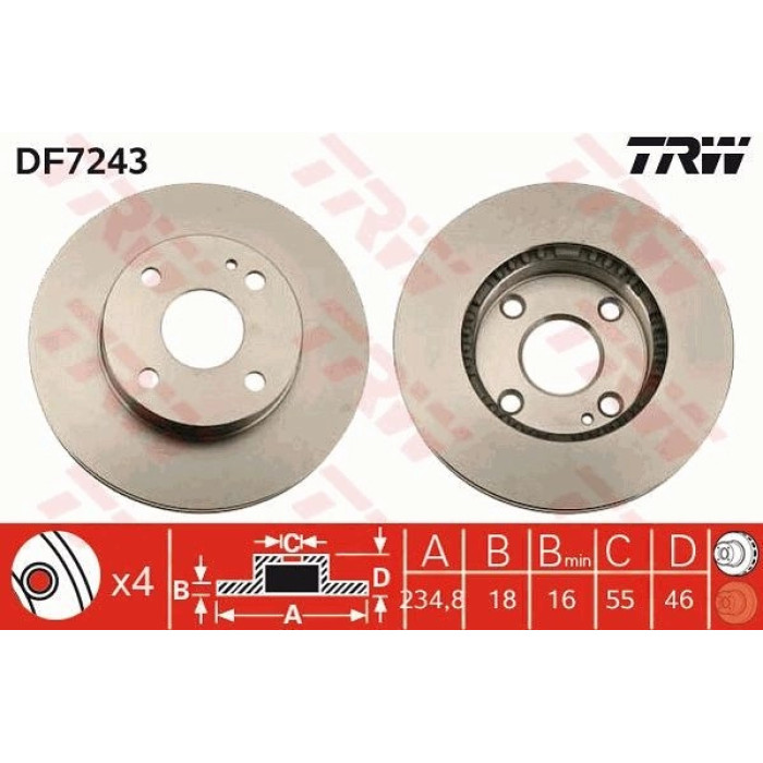 TRW Bremsscheibe Vorderachse DF7243 TRW Bremsscheibe Vorderachse DF7243