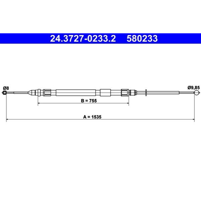 ATE Handbremsseil 24.3727-0233.2 ATE Handbremsseil 24.3727-0233.2