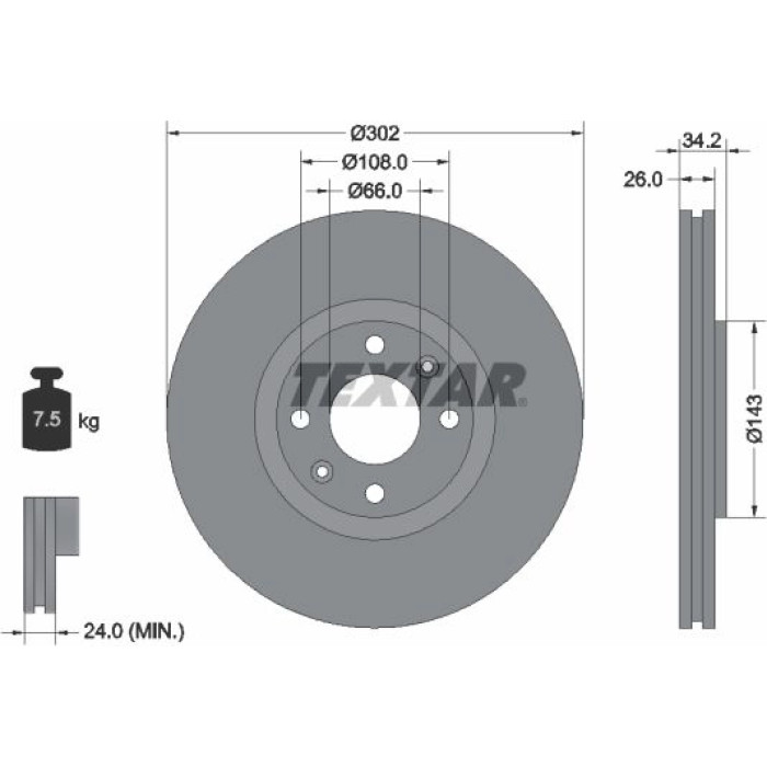Textar Bremsscheibe 92168503 Textar Bremsscheibe 92168503