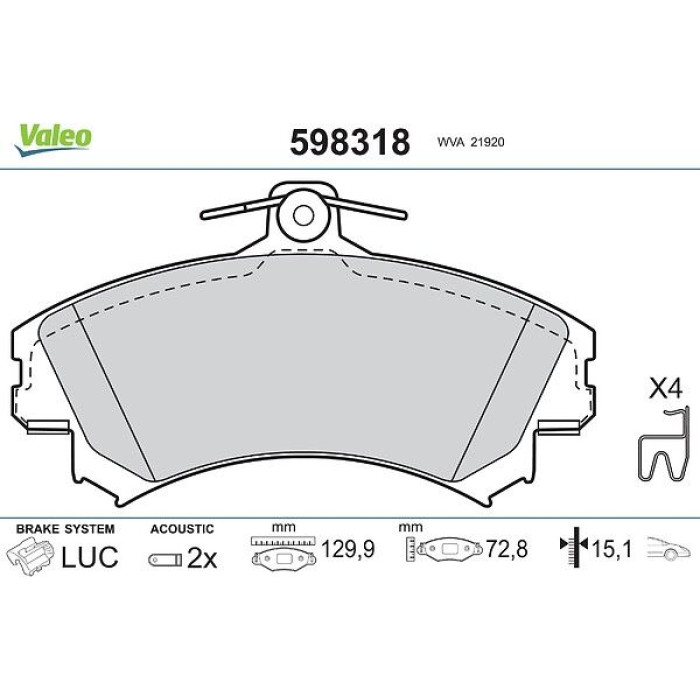 Valeo Bremsbelagsatz 598318 Valeo Bremsbelagsatz 598318