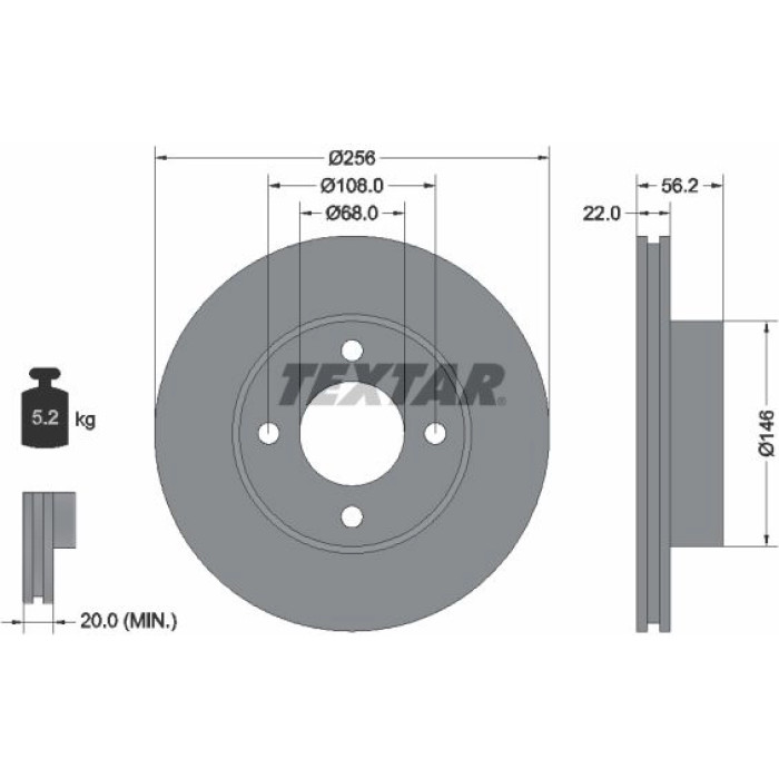 Textar Bremsscheibe 92054200 Textar Bremsscheibe 92054200