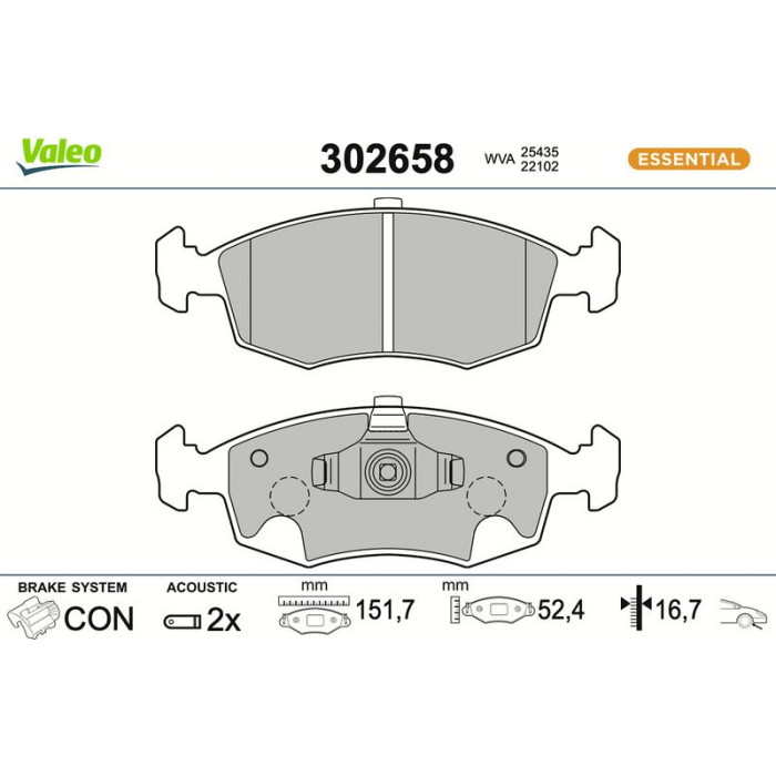 Valeo Bremsbelagsatz 302658 Valeo Bremsbelagsatz 302658