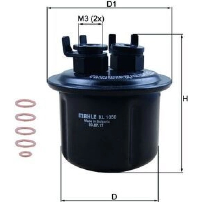 KL 1050D MAHLE Kraftstofffilter KL 1050D, Leitungsfilter, Höhe 95 mm – u. a. für Honda Civic IV Stufenheck (ED, EF), IV Hatchback (EC, ED, EE, EF), Crx II (ED, EE) – OE Nummer 16010SH3931 - l KL 1050D MAHLE Kraftstofffilter KL 1050D, Leitungsfilter, Höhe 95 mm – u. a. für Honda Civic IV Stufenheck (ED, EF), IV Hatchback (EC, ED, EE, EF), Crx II (ED, EE) – OE Nummer 16010SH3931 - l