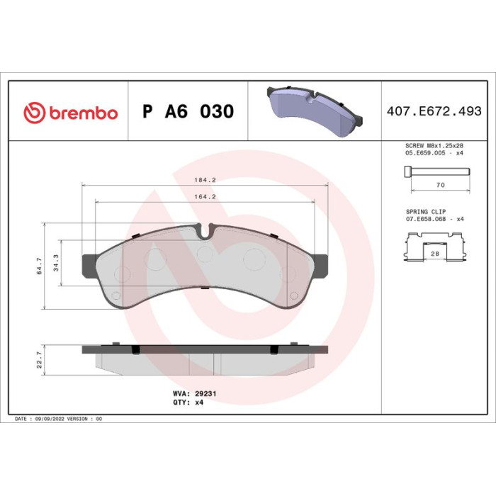 BREMBO Bremsklötze HA P A6 030 BREMBO Bremsklötze HA P A6 030
