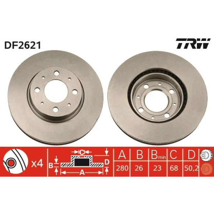 TRW Bremsscheibe DF2621 TRW Bremsscheibe DF2621