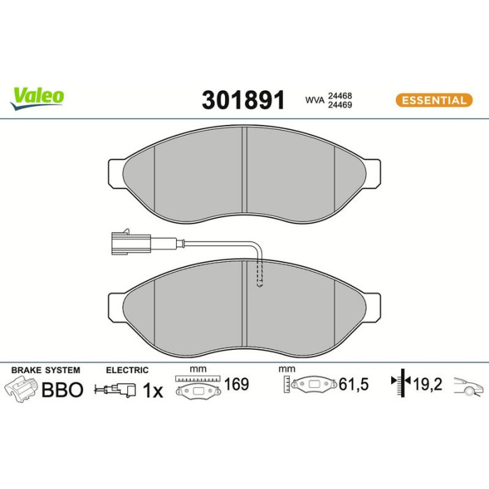 Valeo Bremsbelagsatz 301891 Valeo Bremsbelagsatz 301891