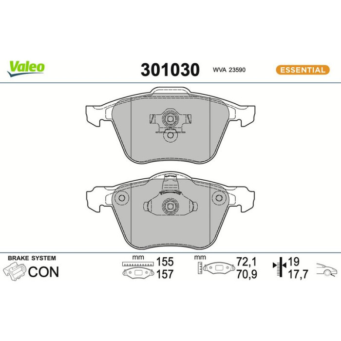 Valeo Bremsbelagsatz 301030 Valeo Bremsbelagsatz 301030