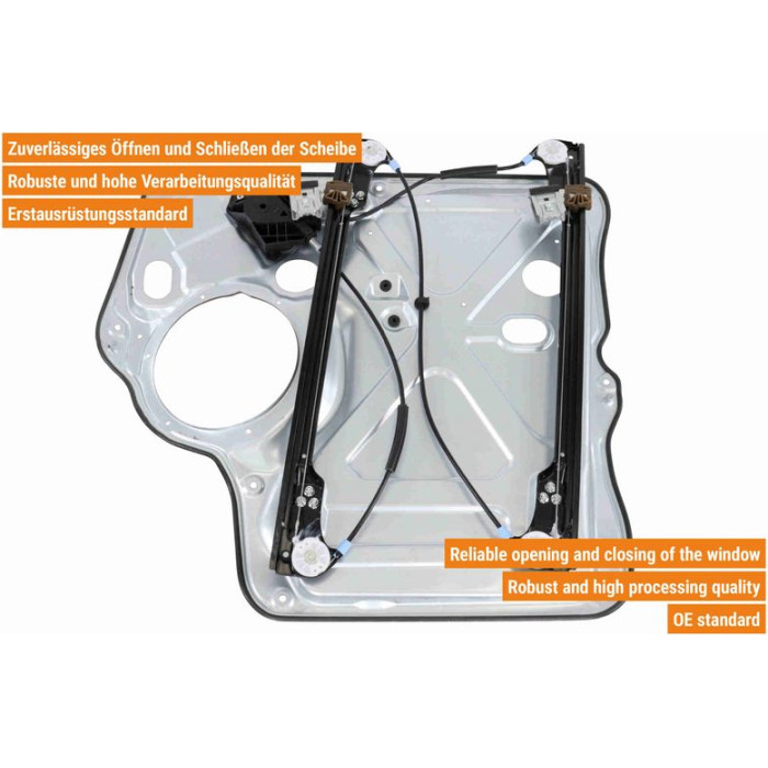 VAICO V10-3105 Fensterheber vorne links, ohne Motor, mit Trägerplatte, mit Komfortfunktion, elektrisch VAICO V10-3105 Fensterheber vorne links, ohne Motor, mit Trägerplatte, mit Komfortfunktion, elektrisch