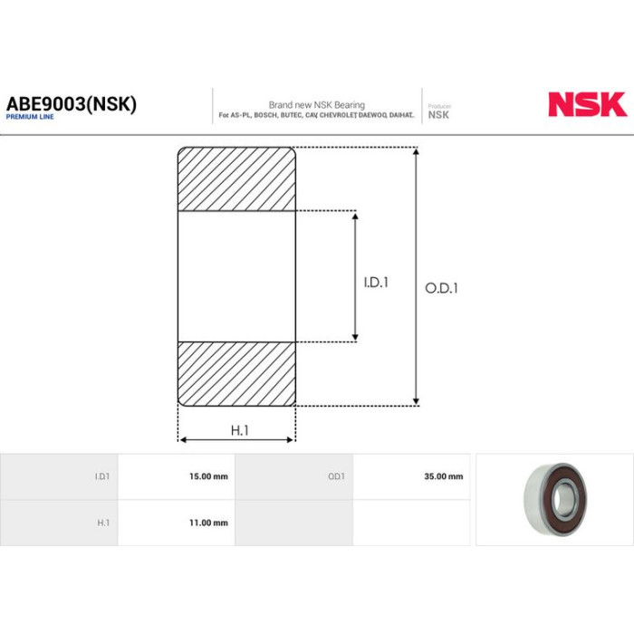 AS-PL Lager ABE9003(NSK) AS-PL Lager ABE9003(NSK)