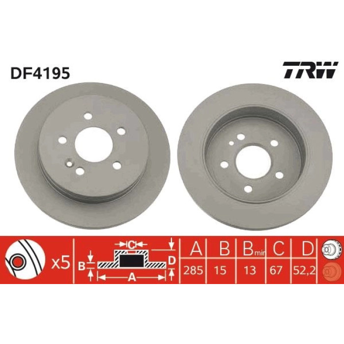 TRW Bremsscheibe Mercedes-Benz W163 98-05 DF4195 TRW Bremsscheibe Mercedes-Benz W163 98-05 DF4195